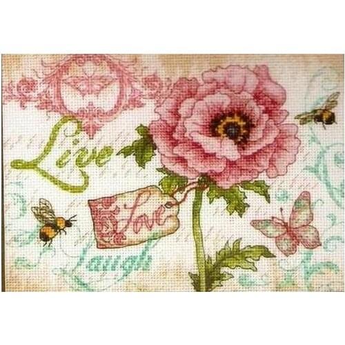 FREE delivery HIGH quality 14CT cross stitch set live love, peony and butterfly