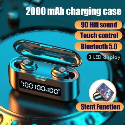 LED Display Wireless Bluetooth Headphones Touch Control Earbuds Waterproof Sport Headset Noise Cancel Stereo Earphone Microphone