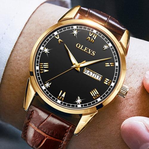 Top Brand Men Watches Fashion Business Breathable Leather Waterproof Quartz Calendar Wrist Watch for Mens Gifts Montre Homme