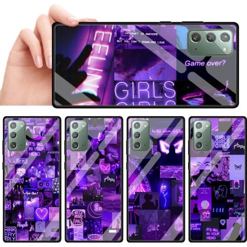 Purple Love Aesthetic Art Case For Samsung Note 20 Ultra 10 Plus 5G 10 Lite 20 10 9 8 Tempered Glass Phone Painted Back Cover