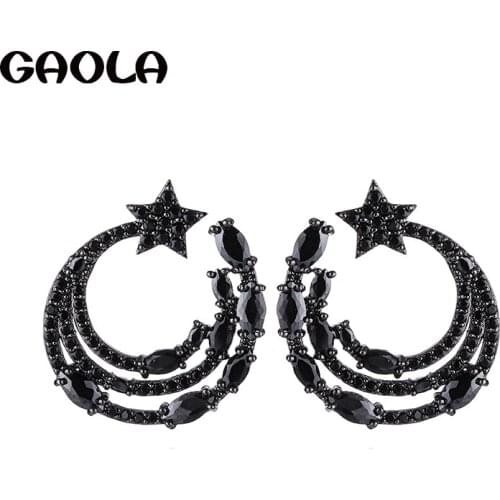 GAOLA Classic Round Star Earring Women Cubic Zirconia Stud Earrings Gift Jewelry GLE9081