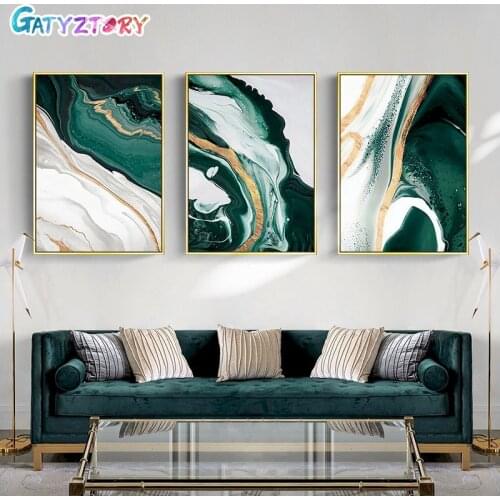 GATYZTORY Framed Landscape Paint By Numbers For Adults Picture On Canvas Home Decor Green River Coloring By Numbers