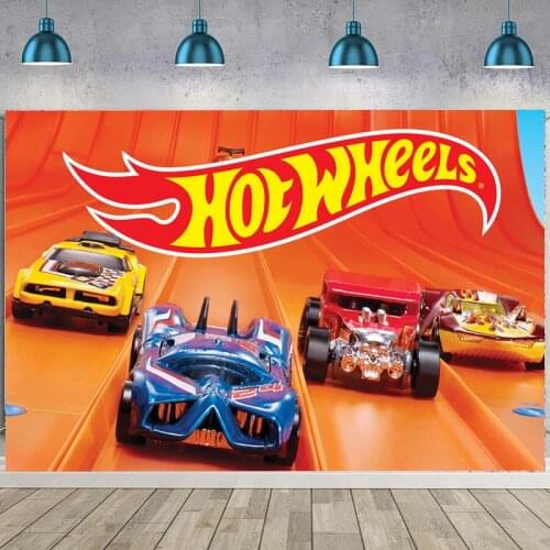 Racing Car Backdrop Hot Wheel Boys Happy Birthday Party Custom Photo Background Photocall Prop Decoration Banner
