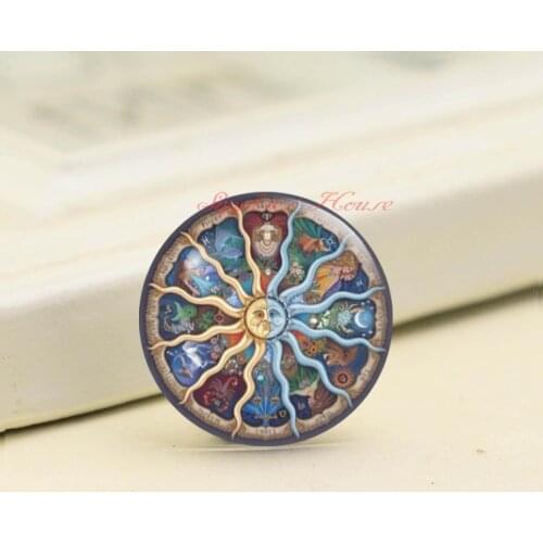 Handmade Round Constellation photo glass Cabochons, Jewelry Finding Cameo Pendant Settings, (F008-1026)