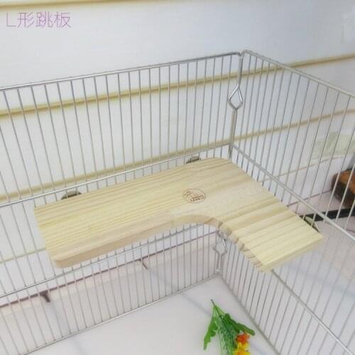 L-shaped Small Pet parrot Totoro Squirrel Hamster Funny Toy Natural Wood Stand Platform Jumping Climbing Springboard Toy perches