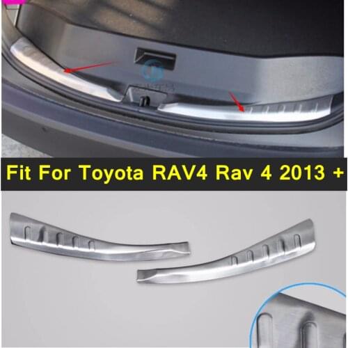 Lapetus Car Styling Inner Rear Bumper Plate Door Sill Cover Trim 2 Pcs Stainless Steel Fit For Toyota RAV4 Rav 4 2013 2014 2015