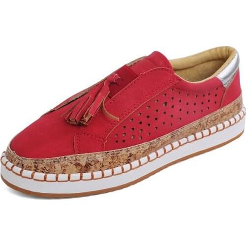 Tassel Loafers Breathable Mesh Ladies Loafers Flat Shoes Leather Ballet Flats Womens Leather Shoes Moccasins Large Size 35-43