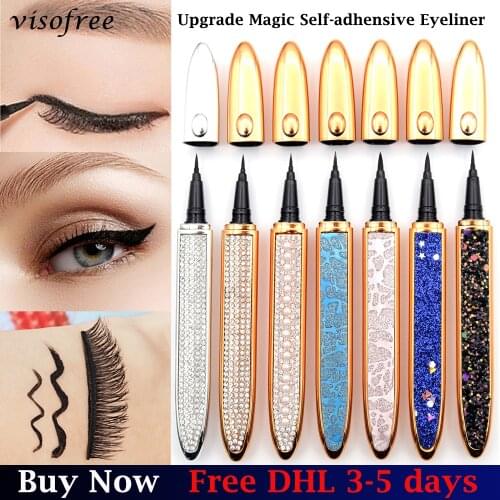 Magic Self-adhesive Liquid Eyeliner Pencil 2 in 1 Glue-free Magnetic-free for Eyelashes Waterproof Eye Liner Pen Makeup Lashes