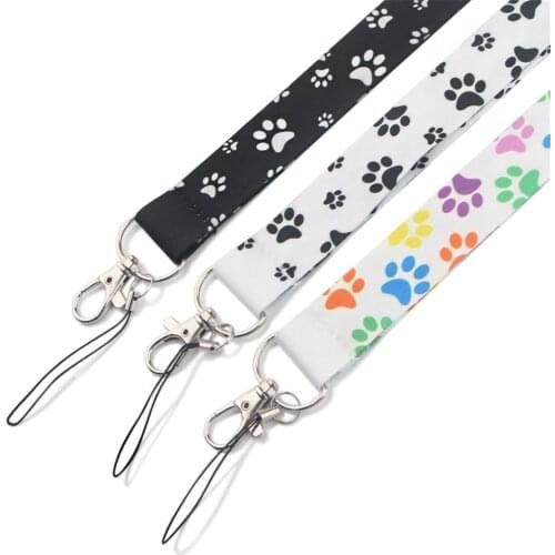Cute Paw Print Neck Strap Hang Rope for Keys ID Card Mobile Phone Straps Key Chain Cute Phone Hanger Lanyard Badge Holder