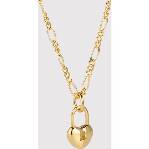 MLKENLY Peach Heart Lock Pendant Necklace 925 Sterling Silver Jewelry for Women Retro Trend fine Jewelry