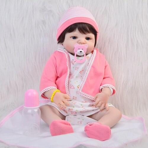 Fashion Reborn Baby Doll 23" Full Silicone Vinyl Body Realista Babies Toys Newborn Dolls For New Girl Gifts Cute kids Playmates