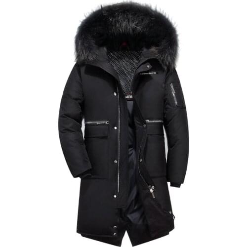 2019 New Men and Women Down Jacket 90% White duck down Long Winter Thick Warm Coat With Fur Hood Male Casual Parka Black Red 5XL