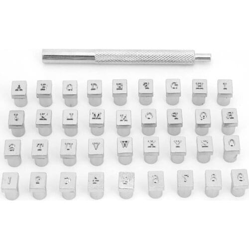 36pcs 13mm Leather Stamp Set Alphabet 26 Letters & 10 Numbers Punch Die DIY Leather Craft Tool
