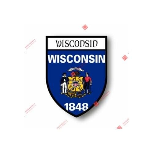 Stickers Decal Souvenir Vinyl Car Shield City Flag World Crest Usa Wisconsin Decal JDM Car Sticker DIY Car Styling Auto
