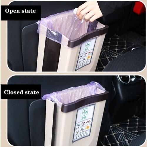 2020 Wall Mounted Folding Waste Bin Kitchen Cabinet Door Hanging Trash Bin Garbage Car Trash Can Wall Mounted Foldable Cleaning