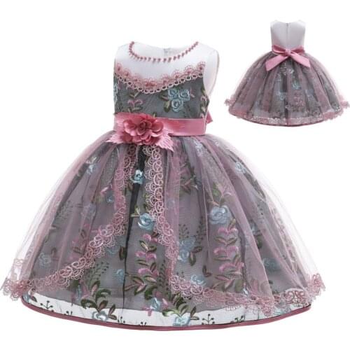 2020 new fashion childrens clothing Princess lace embroidered gauze tutu dress child