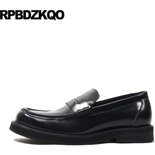 Runway Real Leather British Style European Loafers Business Casual Men Shoes Dress Black Vintage Genuine Brand Italy Office