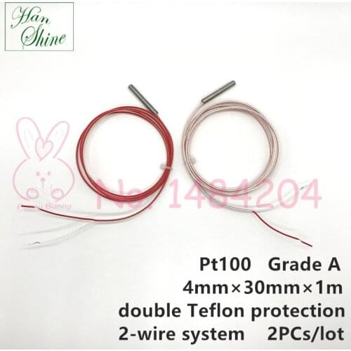 Grade A Pt100 RTD 4mm * 30mm 1m Double Protection Cable Water Proof Anti Corrosion Good Quality High Precision