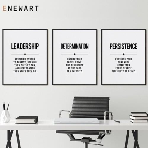 Leadership Office Painting Poster Inspirational Office Wall Art Decoration Determination Persistence Quote Canvas Print Picture