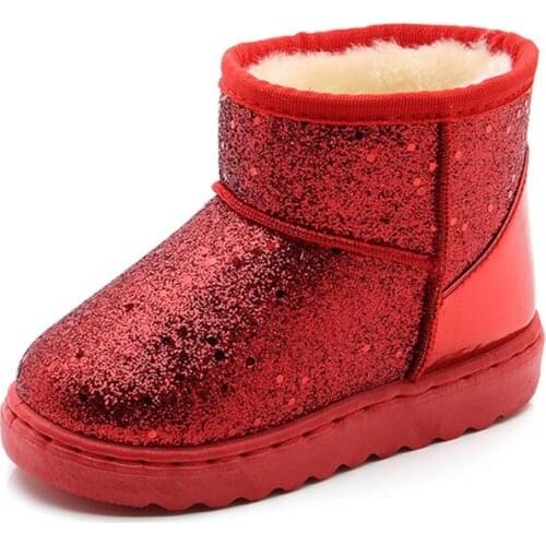 Kids Snow Boots 2019 New Soft Bottom Childrens Rubber Boots Shiny Warm Plush Girls Winter Boots Baby Shoes Chaussure Fille