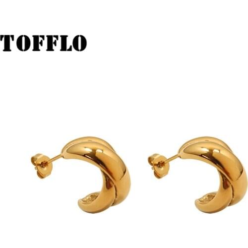 TOFFLO Stainless Steel Jewelry OL Cross Design Earrings Womens Retro Fashion Earrings BSF464