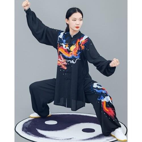 MenS WomenS Embroidery Long Sleeve Wushu Tai Chi Uniform Traditional Chinese Clothing Kungfu Martial Arts Wing Chun Suit 12485