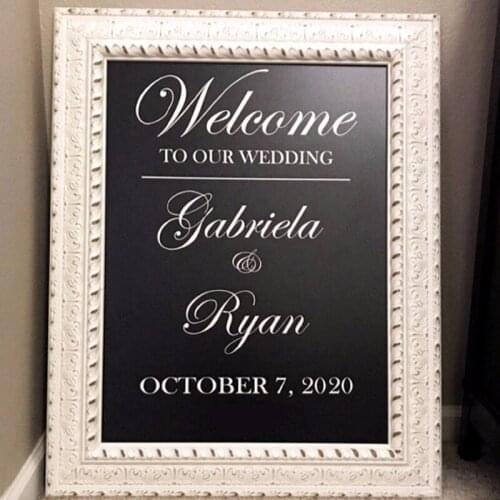 Wedding Welcome Mirror Vinyl Sticker Simple Design Personalized Names Decal Wedding Sign Mirror Decor Custom Wedding Art C1017