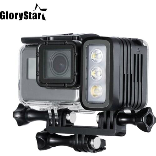 GloryStar 50M Waterproof Underwater Diving LED Light AHDBT-401 Dual Battery Spot Lamp for GoPro HERO 345 6 7 Black for Xiaomi Yi