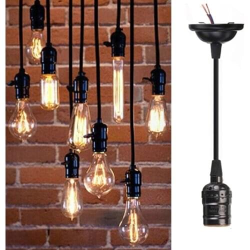 New 1pc Black Ceiling Pendant Lamp Light Base Socket E27 Screw Bulb Holder with Wire