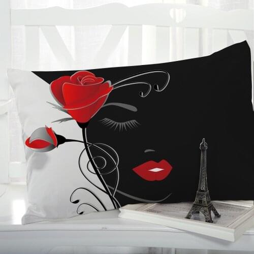 1pc Pillow cover Pillow case Luxury Bedding Pillowcase Pillowcovers decorative 50x70 Customizable size 3D Print Woman black