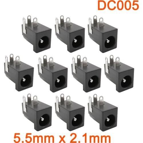 10Pcs 5.5 x 2.1mm DC-005 Power Connector 5.5x2.1mm DC005 3Pin DC Power Jack Socket Adapter Supply Barrel-Type PCB Mount Terminal