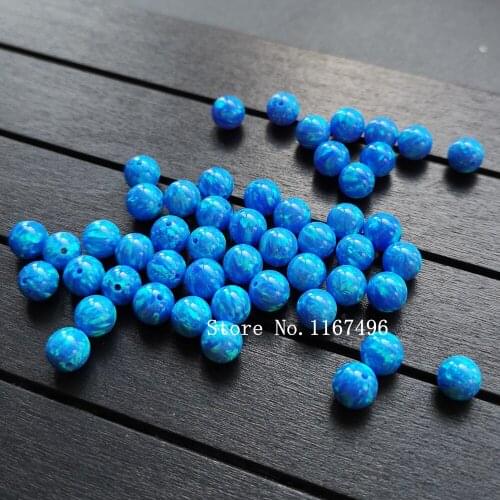 50pcs/lot 6mm Full Drilled Synthetic Round Ball Opal Beads Blue Round Opal Stone for Bracelet & Necklace