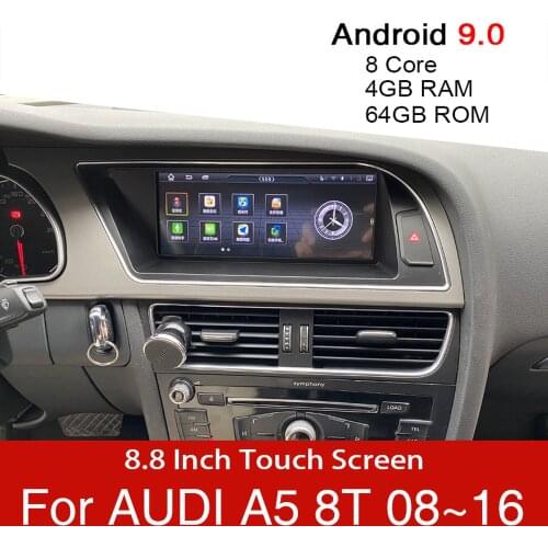 8.8 Inch Android 9.0 MMI 2G 3G Car Multimedia Player 4 + 64G GPS Navigation Stereo Touch Display DVD for 2008-2016 Audi A5 B8 8T