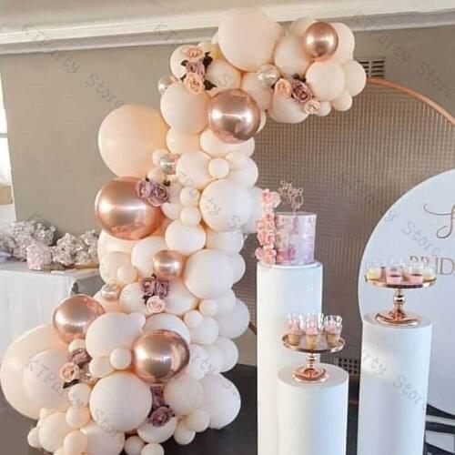 97pcs Doubled Nude Blush Balloon Arch Garland Wedding Decoration Chrome Rose Gold Balloon Baby Shower Birthday Party Decor