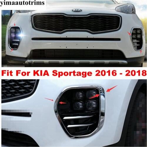 Yimaautotrims Auto Accessory Front Fog Lights Lamp Frame Molding Cover Trim 2 Pcs / Set Fit For KIA Sportage 2016 2017 2018 ABS