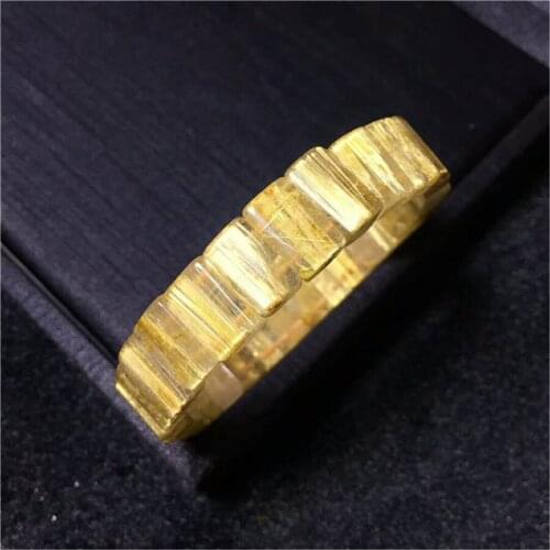 Brazil Natural Titanium Rutilated Quartz Bangle 13*8.8*5mm Women Lady Crystal Rectangle Bead Bracelet