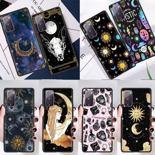 Magic Moon Tarot Pattern Case for Samsung S20 FE S21 S10 S9 Plus S8 S10e Capas for Galaxy Note 20 Ultra 10 Lite 9 Soft Cover
