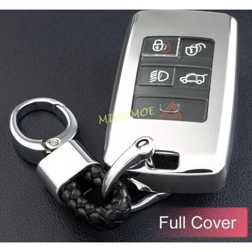 For New Land Rover Discovery Range Rover Sport Evoque Jaguar XE E-PACE I-PACE Car Key Chain Ring Fob Cover Case Holder Silver