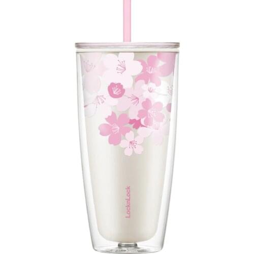 700ml double layer plastic water bottle roller portable airless bottle coffee cup custom logo transparent acrylic glass