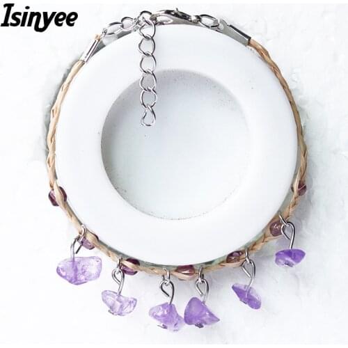 ISINYEE Fashion Natural Stone Charm Lucky Grass Rope Bracelets Femme For Elegant Women Girls Handmade Jewelry Mothers Day Gift