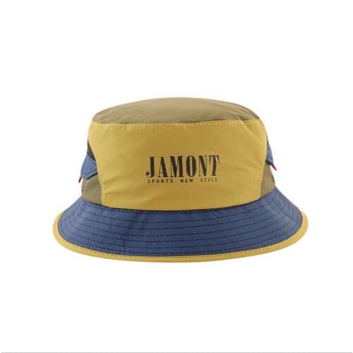 JAMONT letter mens fisherman hat print hit color pocket basin hat female sunscreen shade hip hop cap