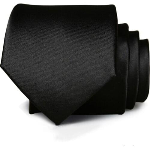 Classic Silk Ties for Men 2019 New Luxury 7cm Wide Necktie Korean Fashion Solid Black Business Ties for Suit Cravat Gift Box