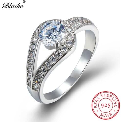 Luxury Bridal White Diamond Ring s925 Sterling Silver Sapphire Stone Wedding Rings For Women Engagement Party Ring Fine Jewelry