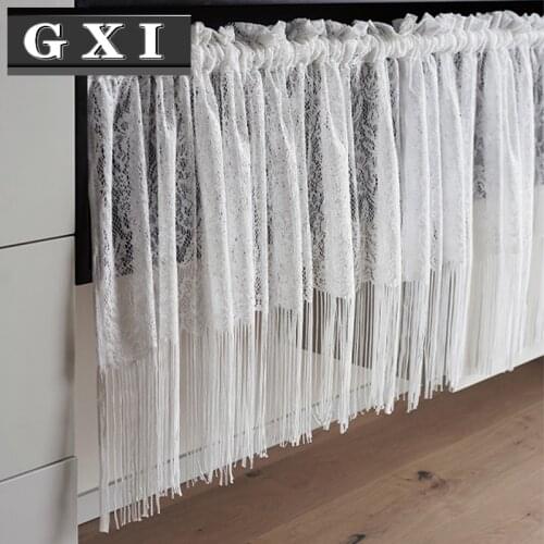 Lace Curtain Ins Wind Half Curtain Romantic Hollow Embroidery Short Tulle Valance Cut Off Occlude For Kitchen Door Drapes