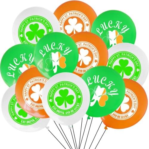 Latex Balloon St. Patricks Day Party Balloons Irish Party Decoration LUCKY Clover Printed Balloons