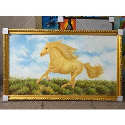 Hot Sell Gold Horse Oil painting 100% Handmade Wall Painting Butterfly Wall Art Oil Painting On Canvas For Living Room Decor