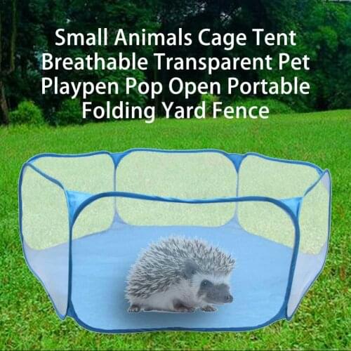 Small Animals Cage Tent Breathable Transparent Playpen Pop Open Portable Folding Yard Fence for Hedgehog Guinea Pig Rabbit 20E