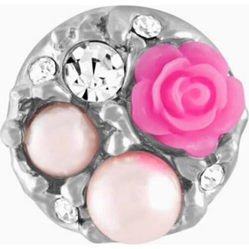 MF2021 NEW 18mm Crystal flower Metal Snap button fit snap jewelry DIY