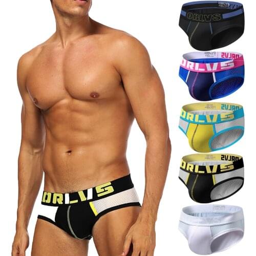 Mans Underwear Fashion Comfortable Briefs Sexy Breathable Mesh Triangle-Briefs Underpants Stitching Printing Underwear Men