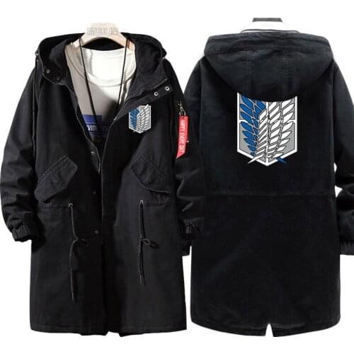 New Attack on Titan Eren Jaeger Hoodie Anime Men trench coat fashion fall winter cotton zipper Overcoat Jacket